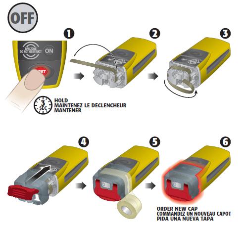 Step by step diagram of turning off the McMurdo and Kannad PLBs